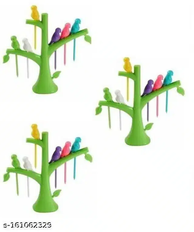 Fruit Fork for Kitchen (Green, Set of 3)