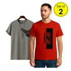 Round Neck Printed T-Shirt for Men, Set of 2 