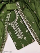 Vichitra Silk Embroidered Punjabi/All Over Suits for Women 