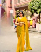 New Arrival Golden Chiffon Saree for Women 