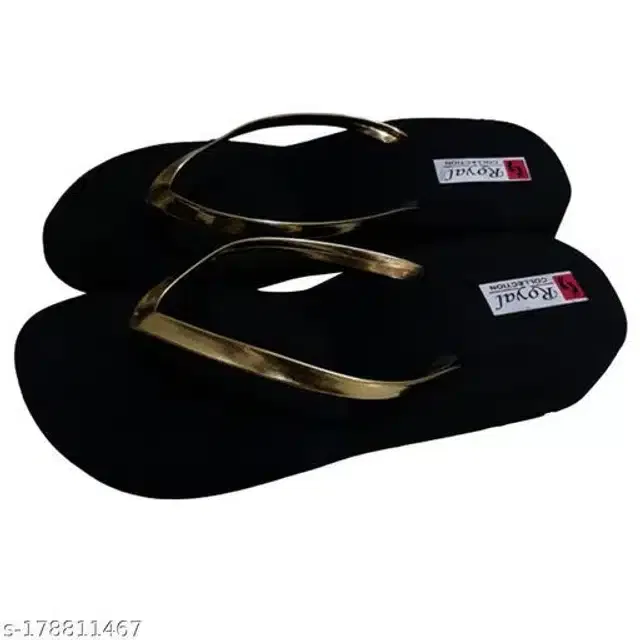 Slippers for Women (Black & Gold, 5)