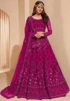Net Embroidred Semi Stiched Lehenga Choli for Women 