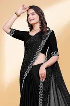 Poly Silk Embellished Saree for Women 
