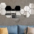 Hexagon Mirror Wall Stickers for Wall Bathroom Mirror Made of Plastic Flexible Mirror Silver Colour, Pack of 20