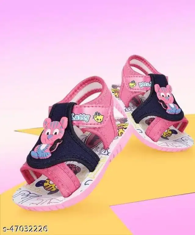 Velcro Sandals for Kids (Pink & Navy Blue, 15-18 Months)