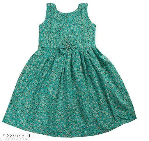 Frocks & Dresses for Girls (Green, 10-11 Years)