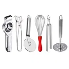 Stainless Steel Lemon Squeezer & Pakkad & Pizza Cutter & Egg Whisk & Roti Chimta & Potato Masher For Kitchen 