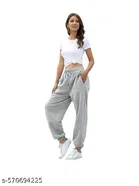 Cotton Blend Solid Trousers for Men, Grey 