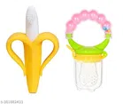 Teether with Fruit Nibbler for Baby (Multicolor, Set of 2)