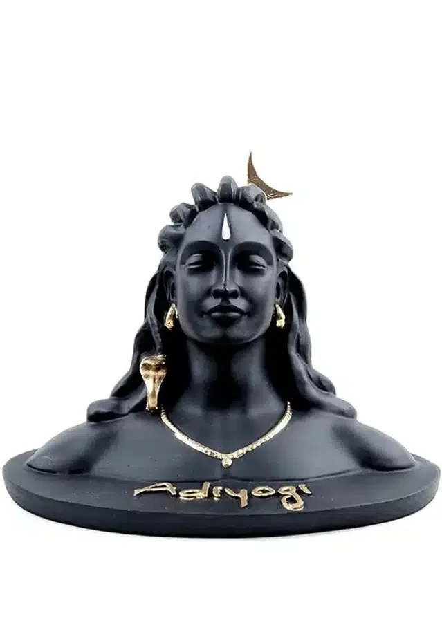 Polyresin God Mahadevji Idol (Black, 8 cm)