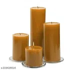 Scented Pillar Shaped Candles (Brown, Pack of 4)
