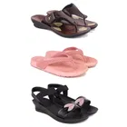 Combo of Heels with Slippers & Flats for Women (Multicolor, 6) (Pack of 3)