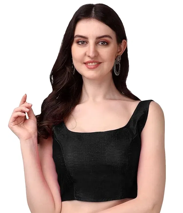 Silk Solid Blouse for Women (Black)