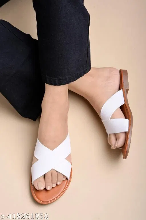 Shoetopia White Flat Sandals Mid-Top IND-8