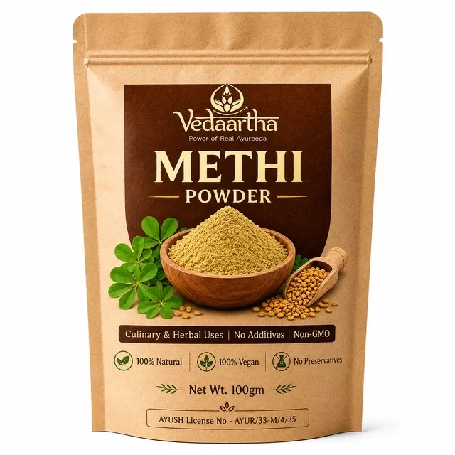 वेदार्थ 100% ऑर्गेनिक मेथी पाउडर बालों के विकास के लिए, 100 g