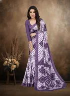 Art Silk Printed Saree for Women, Purple 
