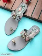 Floral Print Flats for Women, Grey 