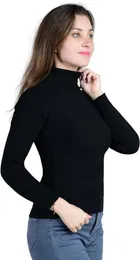 Cotton High Neck Solid Top for Women 