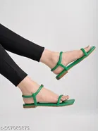 Shoetopia Girls Flat Sandals Size 8.0 Green
