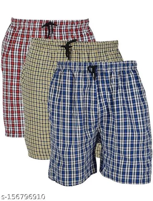 Cotton Shorts for Mens (Multicolor, 32) (Pack of 3)