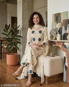 Floral Embroidered Kurta with Trousers & Dupatta for Women 
