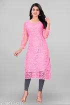 Net Kurti for Women,  Pink  