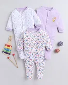 Hosiery Cotton Printed Rompers for Kids, Multicolor, Pack of 3 