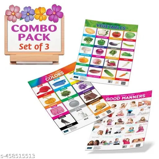 Bookford Publications My small chart Good Manners, Colors & Vegetables (Set of 3)