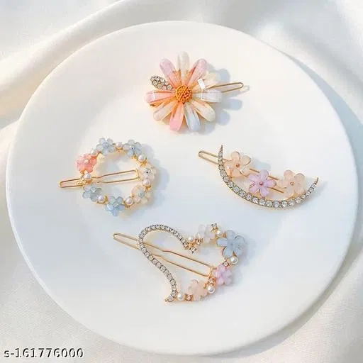 Hair Clips for Women, Pack of 4 (Multicolor)