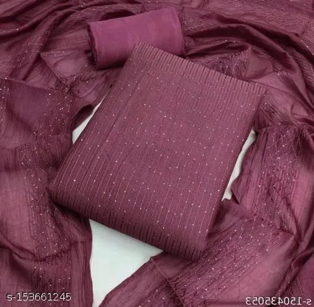 Embroidered Unstitched Suit for Women (Purple, 2.25 m)