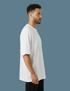 Cotton Blend Round Neck T-shirt for Men, White 