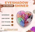 Professional Heart Shape Eyeshadow Shiner Palette 12 New colors ingredients with silky shine last for all day long- 