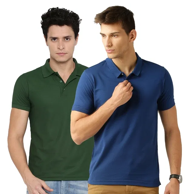 Polo T-shirt for Men, Pack of 2 (Multicolor, XXL)