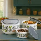 Blossoms Plastic Container 3Pcs Set 