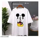 Polycotton Printed T-Shirt for Women, White 