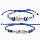 Copper Evil Eye Bracelets for Women (Black, Set of 2)