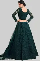 Net Embroidered Semi Stitched Lehenga Choli with Dupatta for Women 
