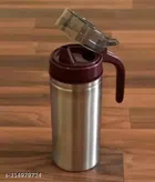 Stainless Steel Oil Dispenser Bottle (Silver & Brown, 750 ml)
