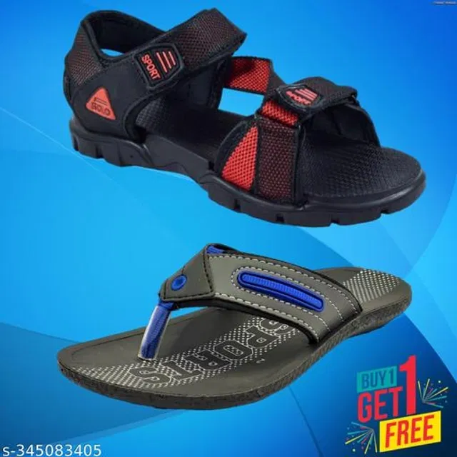 Sandal with Flipflop for Men (Multicolor, 8) (Pack of 2)