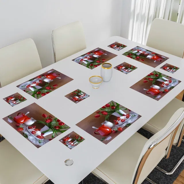 PVC Placemats for Dining Table (Multicolor, Pack of 6)