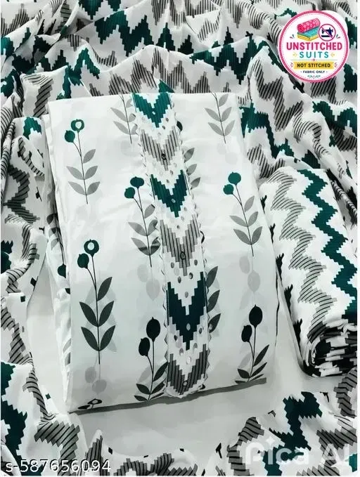 Cotton Printed Dress Material for Women (Multicolor, 6.65 meter (XXL)