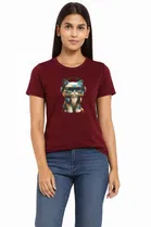 Cotton Blend T-shirt for Women, Mint Green & Maroon, Pack of 2 