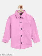 Solid Cotton Blend Spread Collar Shirt for Boys 