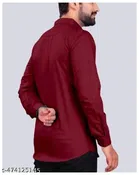 Cotton Blend Solid Shirt for Men, Maroon 