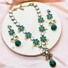 Stylish Kundan Necklace Set for Women & Girls, Green