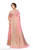 Linen Zari Woven Saree for Women 