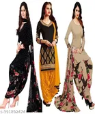 Crepe Printed Unstitched Suits for Women, Pack of 3 