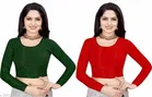 Lycra Ready Made Blouse for Women, Green & Red, Pack of 2 