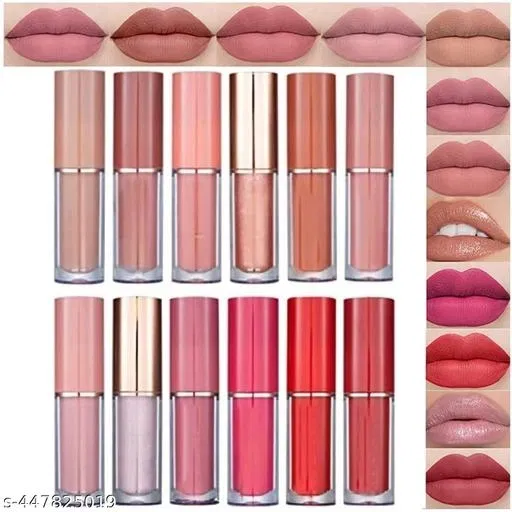 Liquid Lipstick for Women, Multicolor, Pack of 12