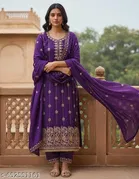 Embroidered Punjabi/All Over Suits Semi-Stitched Suits 